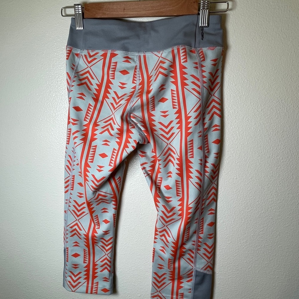 The North Face Women's Pulse Capri Leggings Sz S Ornge and Gray Aztec Print - Picture 3 of 12